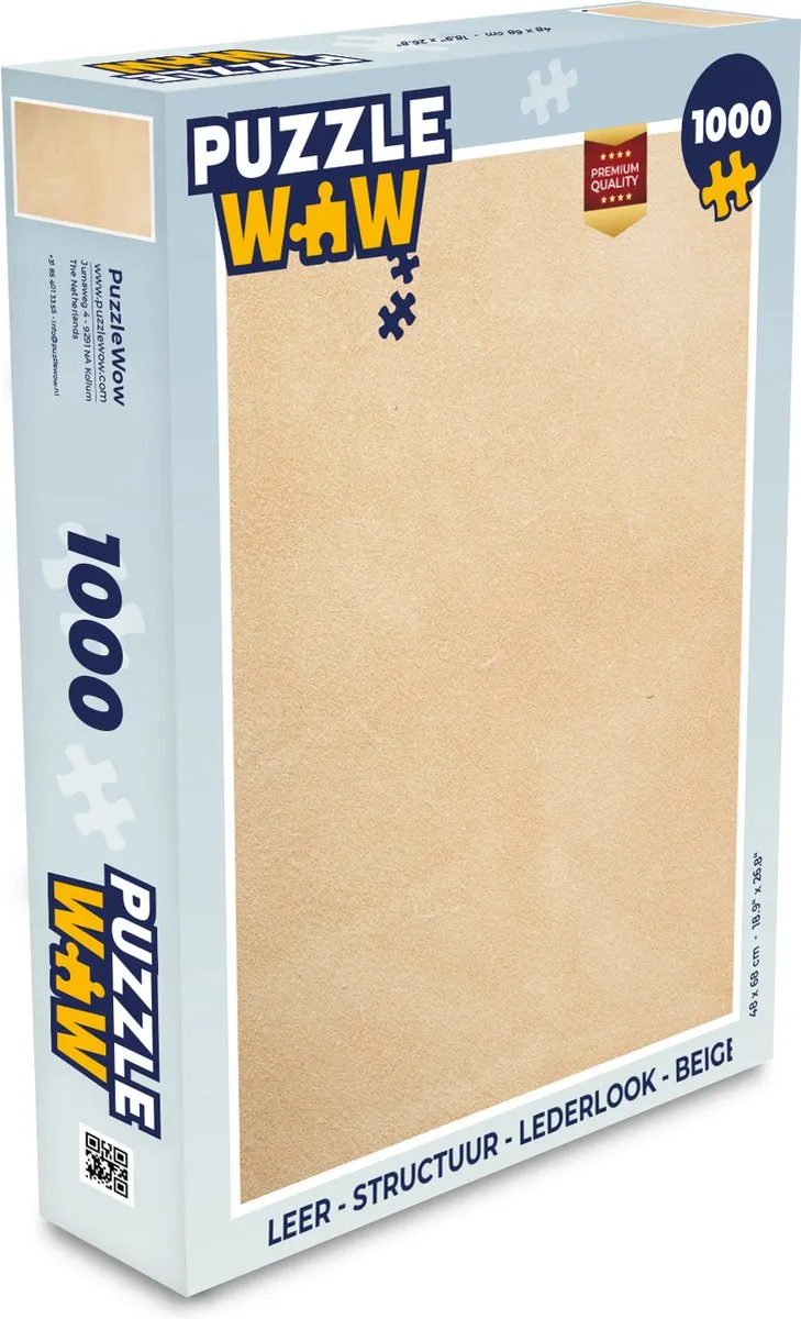 PuzzleWow Legpuzzel 1000 Stuks - Lederlook Beige