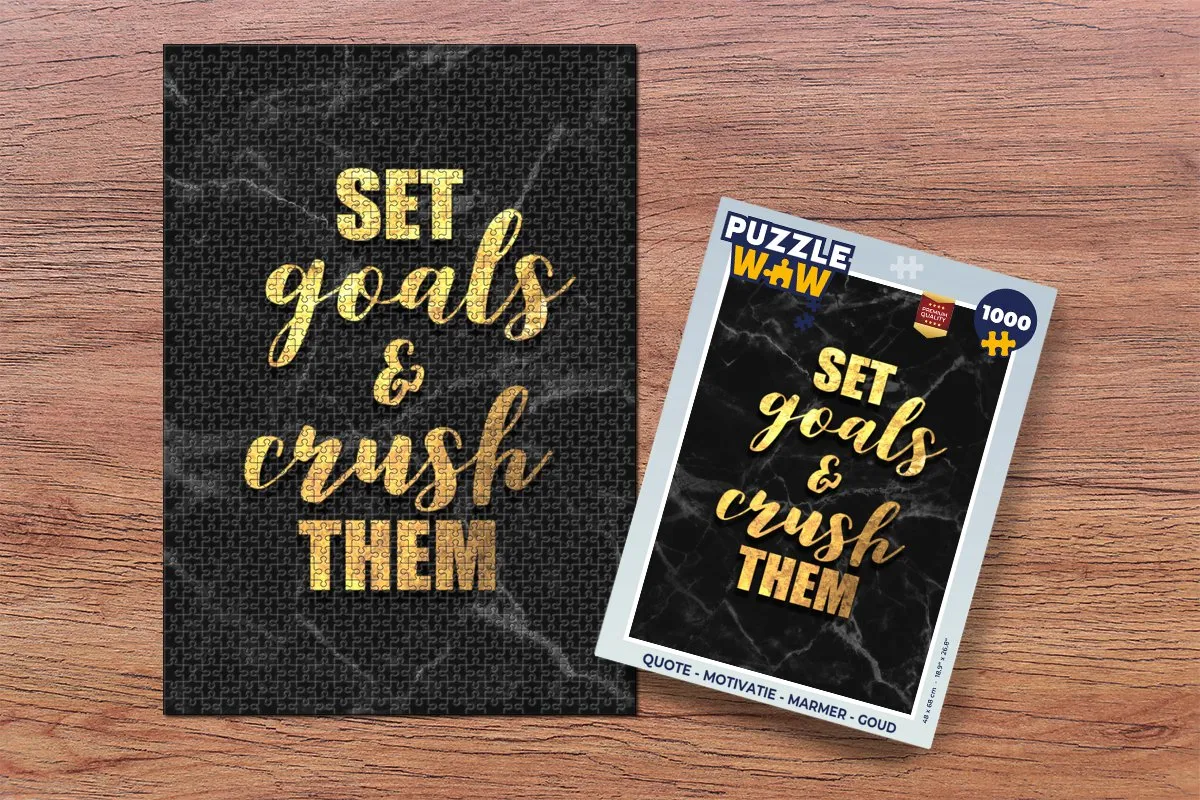 PuzzleWow Quote Motivatie Legpuzzel 1000 Stuks - Marmerprint/Goud