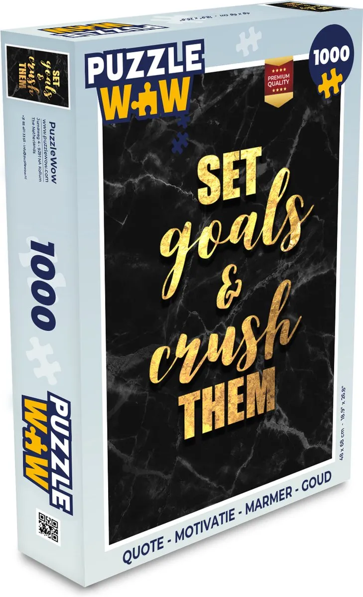 PuzzleWow Quote Motivatie Legpuzzel 1000 Stuks - Marmerprint/Goud