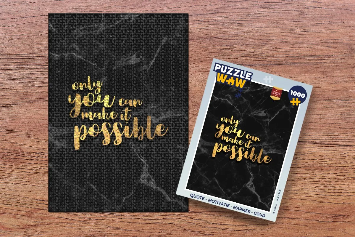 PuzzleWow Quote Motivatie Legpuzzel 1000 Stuks - Marmerprint/Goud