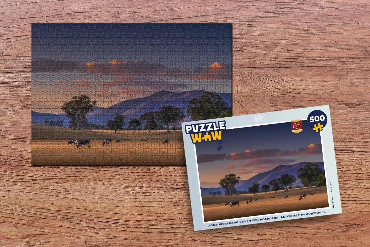 PuzzleWow Boom Berg Koe Legpuzzel 500 Stuks - Multicolor