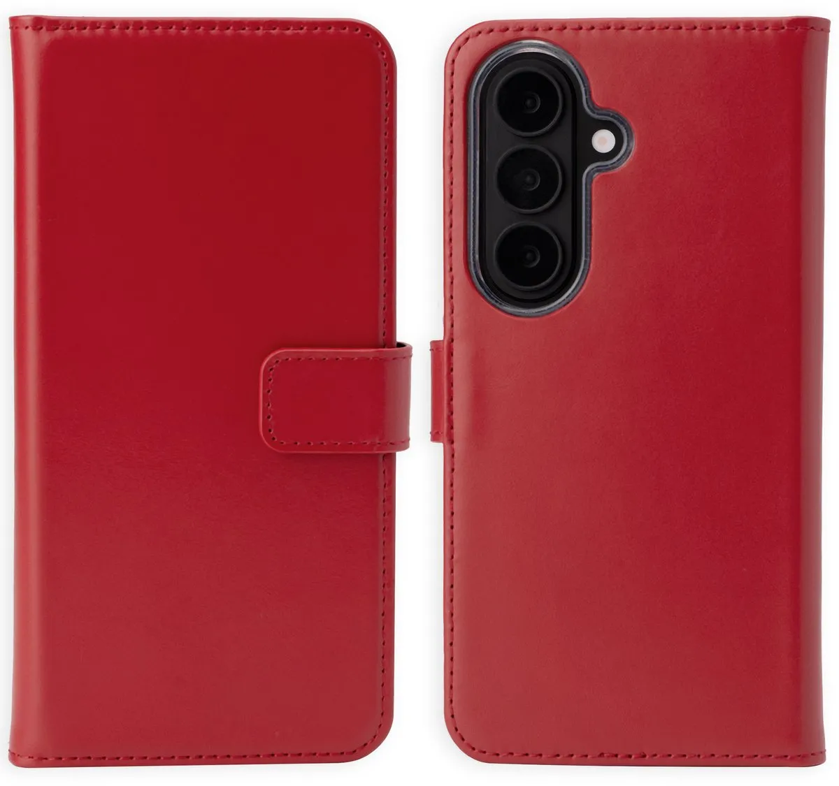 Selencia Hoesje Samsung Galaxy S26 Plus - Rood Lederen Bookcase - 3 Pasjes