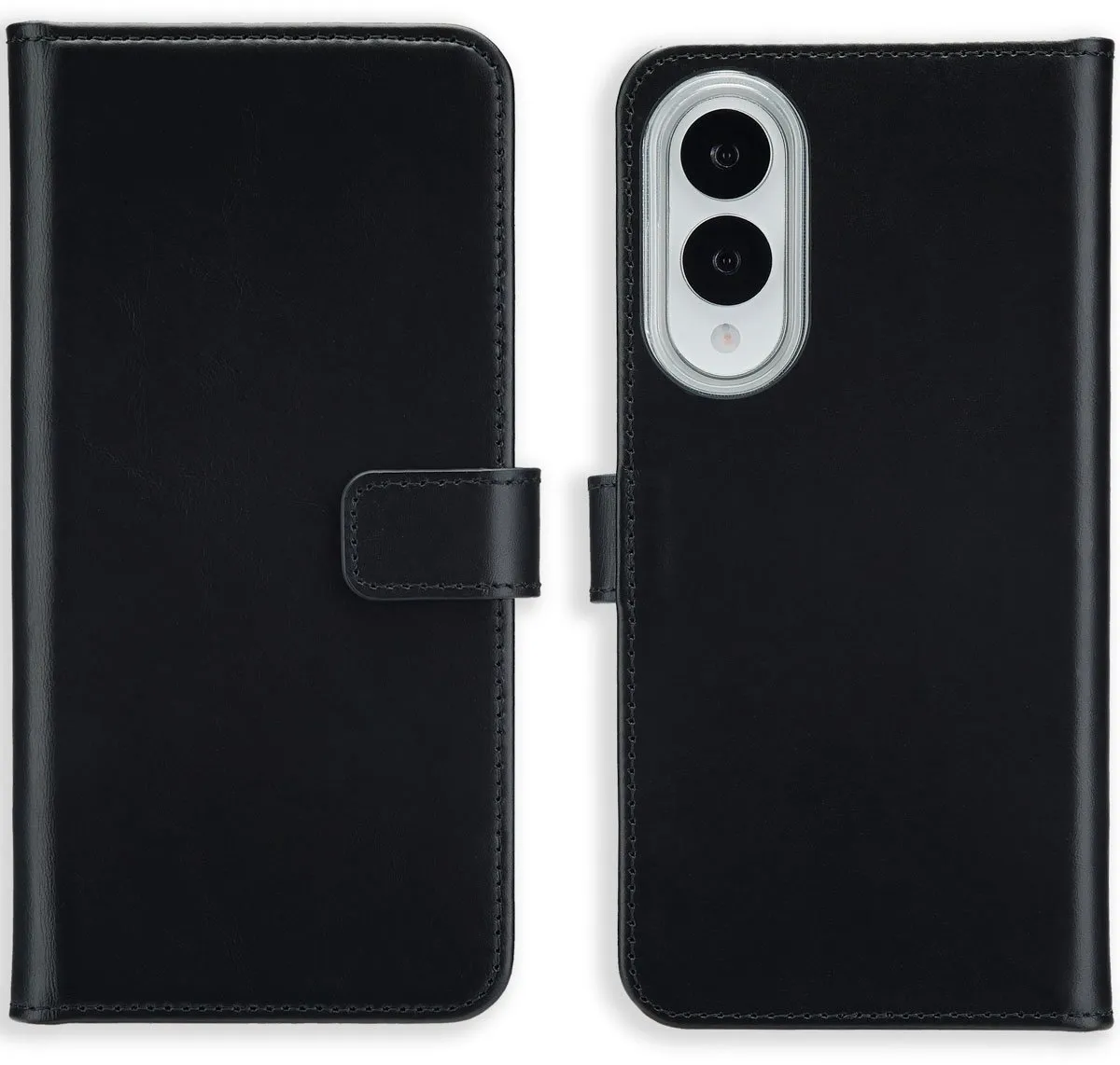 Selencia Hoesje Samsung Galaxy S25 Edge - Echt Lederen Bookcase 3 Stuks - Zwart