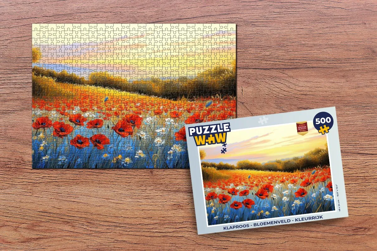 PuzzleWow Klaproos Bloemenveld Legpuzzel 500 Stuks