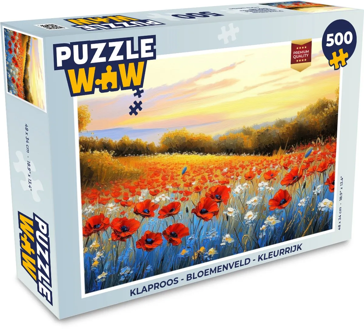 PuzzleWow Klaproos Bloemenveld Legpuzzel 500 Stuks