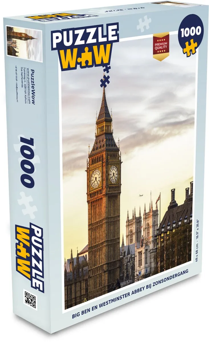 PuzzleWow Legpuzzel Big Ben Westminster Abbey 1000 Stuks - Multicolor