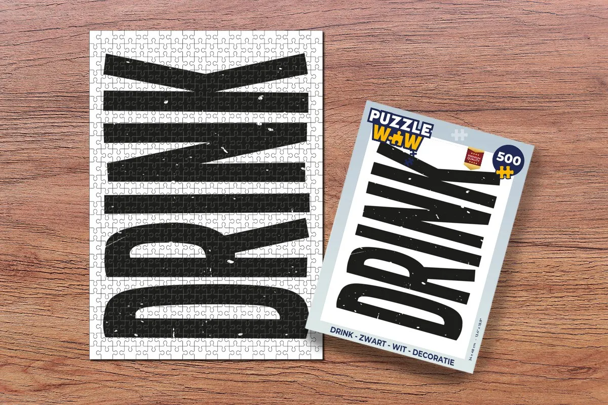 PuzzleWow Drink Puzzel 500 Stuks - Zwart/Wit
