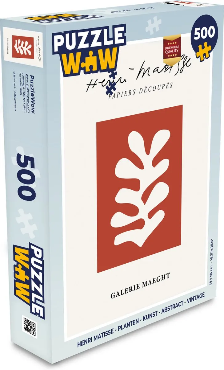 PuzzleWow Henri Matisse Planten Legpuzzel 500 Stuks - Multicolor