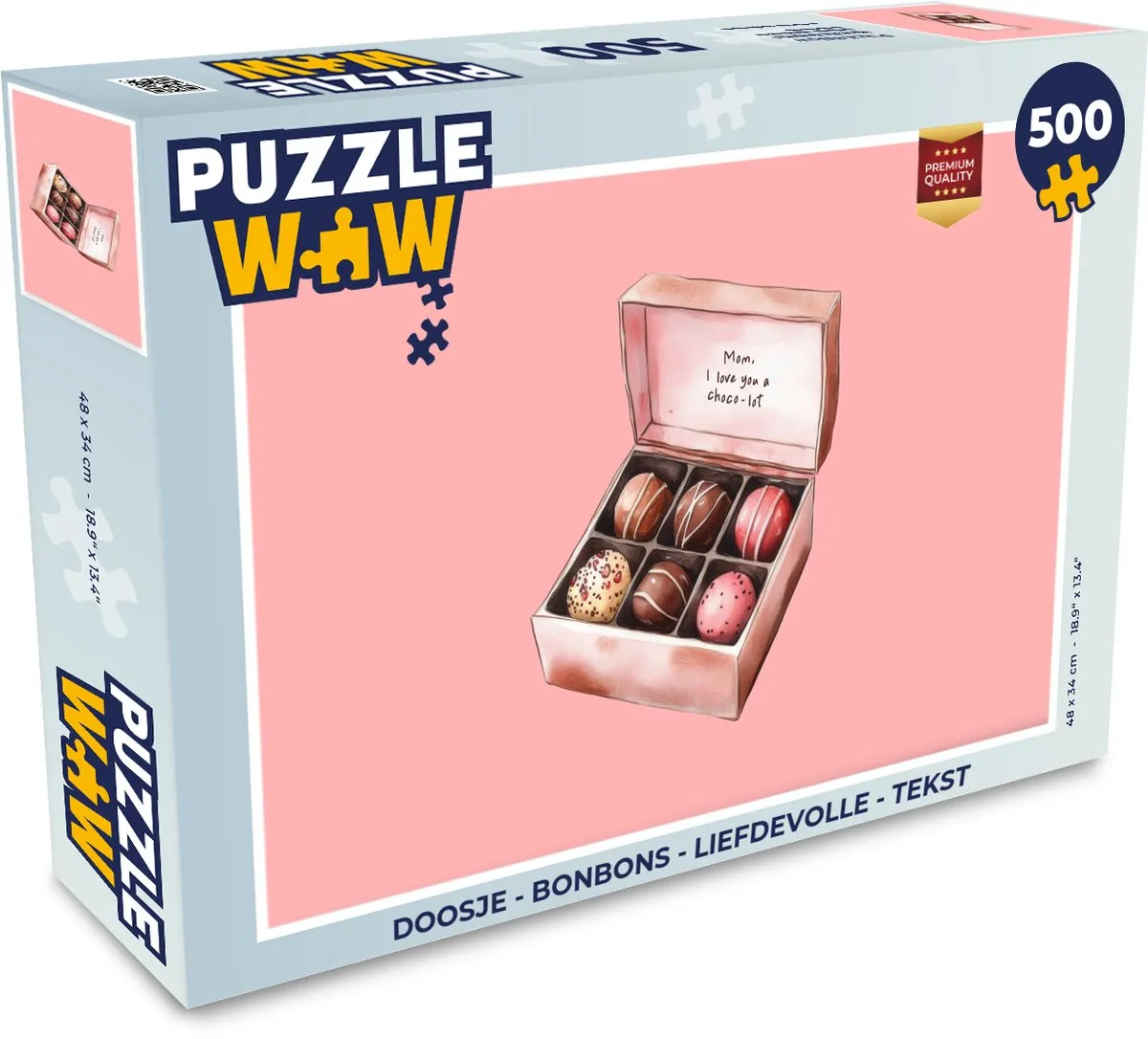 PuzzleWow Bonbons Legpuzzel 500 Stuks - Doosje Tekst