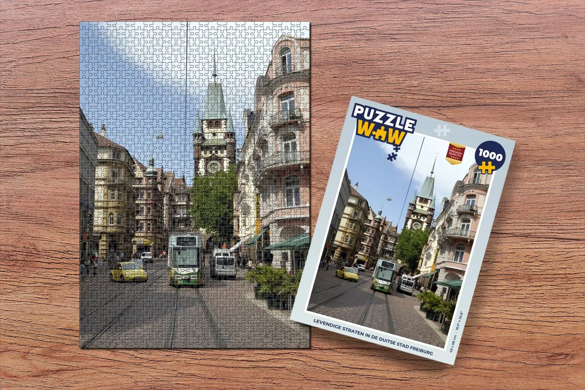PuzzleWow Levendige Straten Freiburg Legpuzzel 1000 Stuks - Multicolor