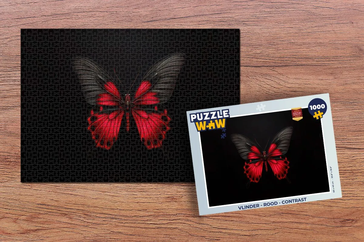 PuzzleWow Vlinder Legpuzzel 1000 Stuks - Rood/Zwart