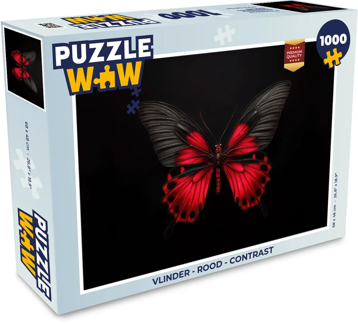 PuzzleWow Vlinder Legpuzzel 1000 Stuks - Rood/Zwart