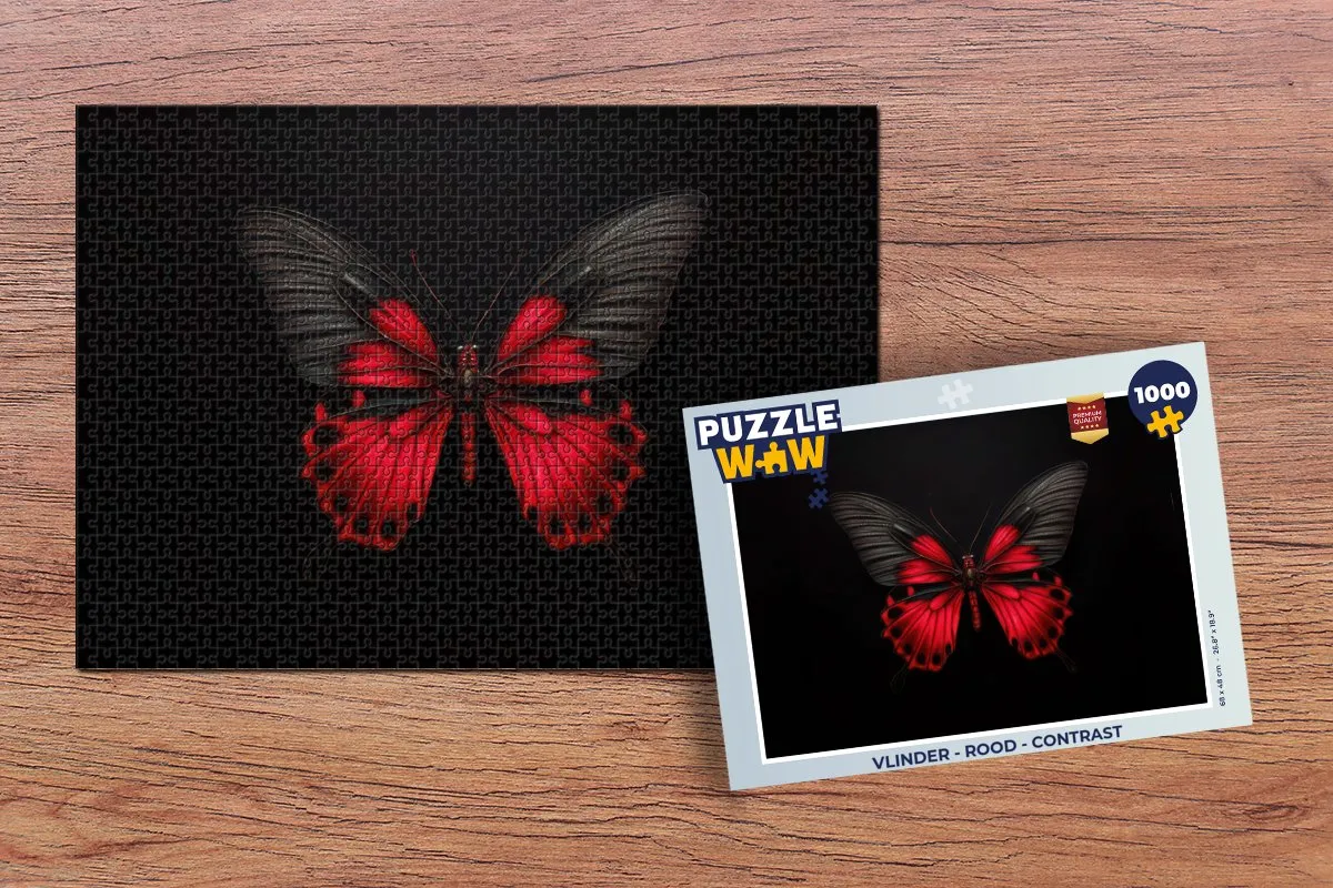 PuzzleWow Vlinder Legpuzzel 1000 Stuks - Rood/Zwart