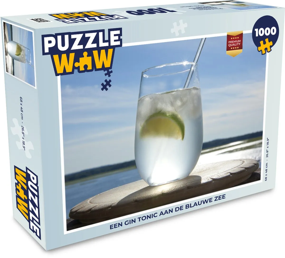 PuzzleWow Legpuzzel Een Gin Tonic aan de Blauwe Zee 1000 Stuks - Multicolor