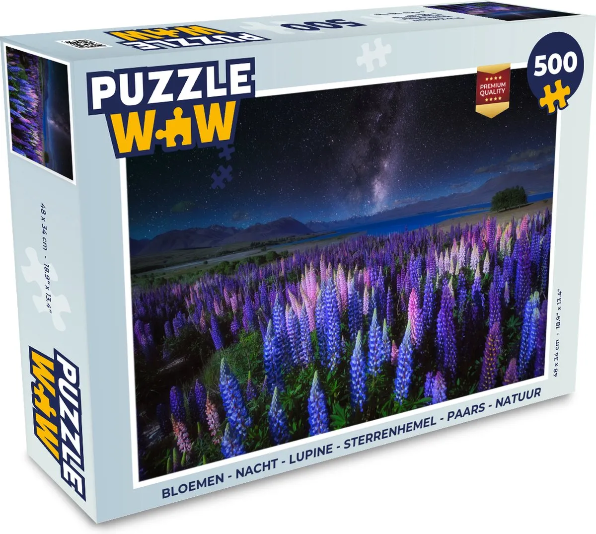 PuzzleWow Lupine Nacht Sterrenhemel Legpuzzel 500 Stuks - Multicolor