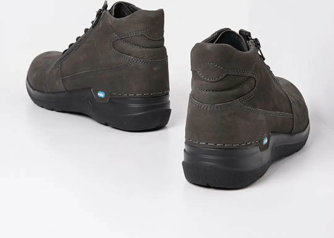 Wolky Why Hoge Veterschoenen - Asfalt Nubuck