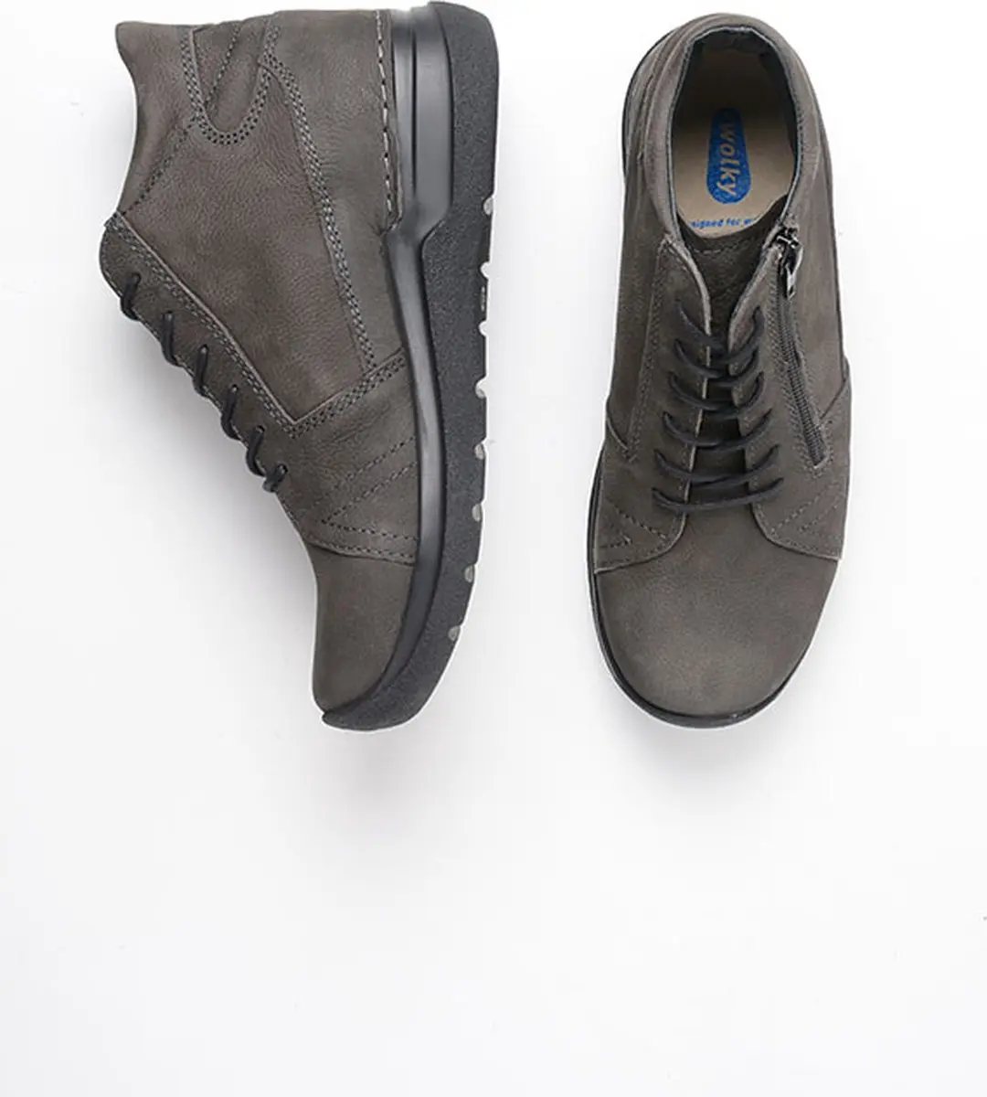 Wolky Why Hoge Veterschoenen - Asfalt Nubuck