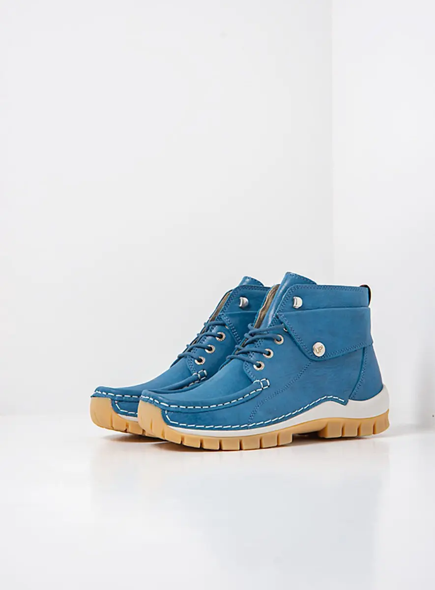 Wolky Dames Hoge Veterschoenen 04700 Jump - Blauw