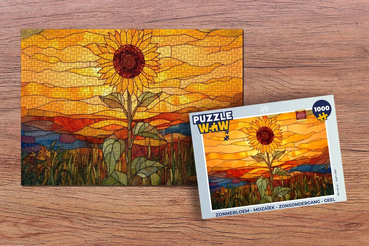 PuzzleWow Zonnebloem Mozaïek Legpuzzel 1000 Stuks - Geel