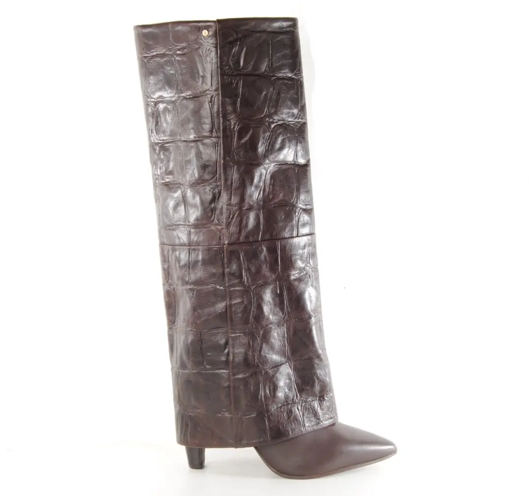 Bronx Dameslaars JAD-EY leder crocco print bruin