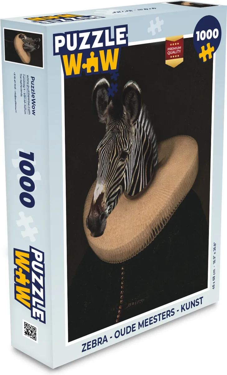 PuzzleWow Zebra Oude Meesters Legpuzzel 1000 Stuks - Multicolor