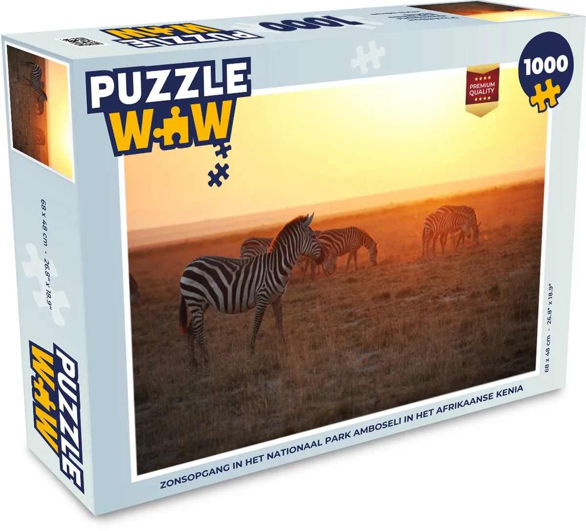 PuzzleWow Zonsopgang Amboseli Legpuzzel 1000 Stuks - Multicolor