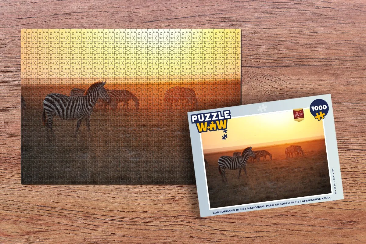 PuzzleWow Zonsopgang Amboseli Legpuzzel 1000 Stuks - Multicolor