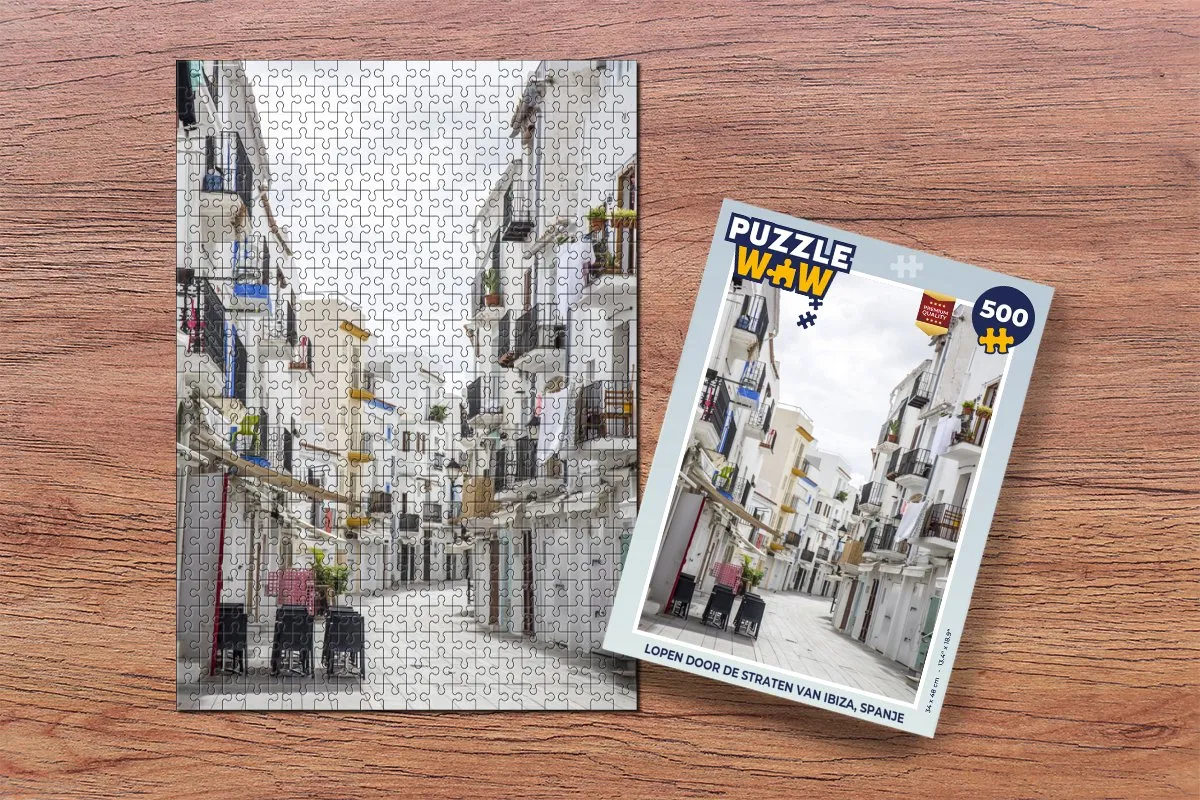 PuzzleWow Ibiza Straten Legpuzzel 500 Stuks - Multicolor