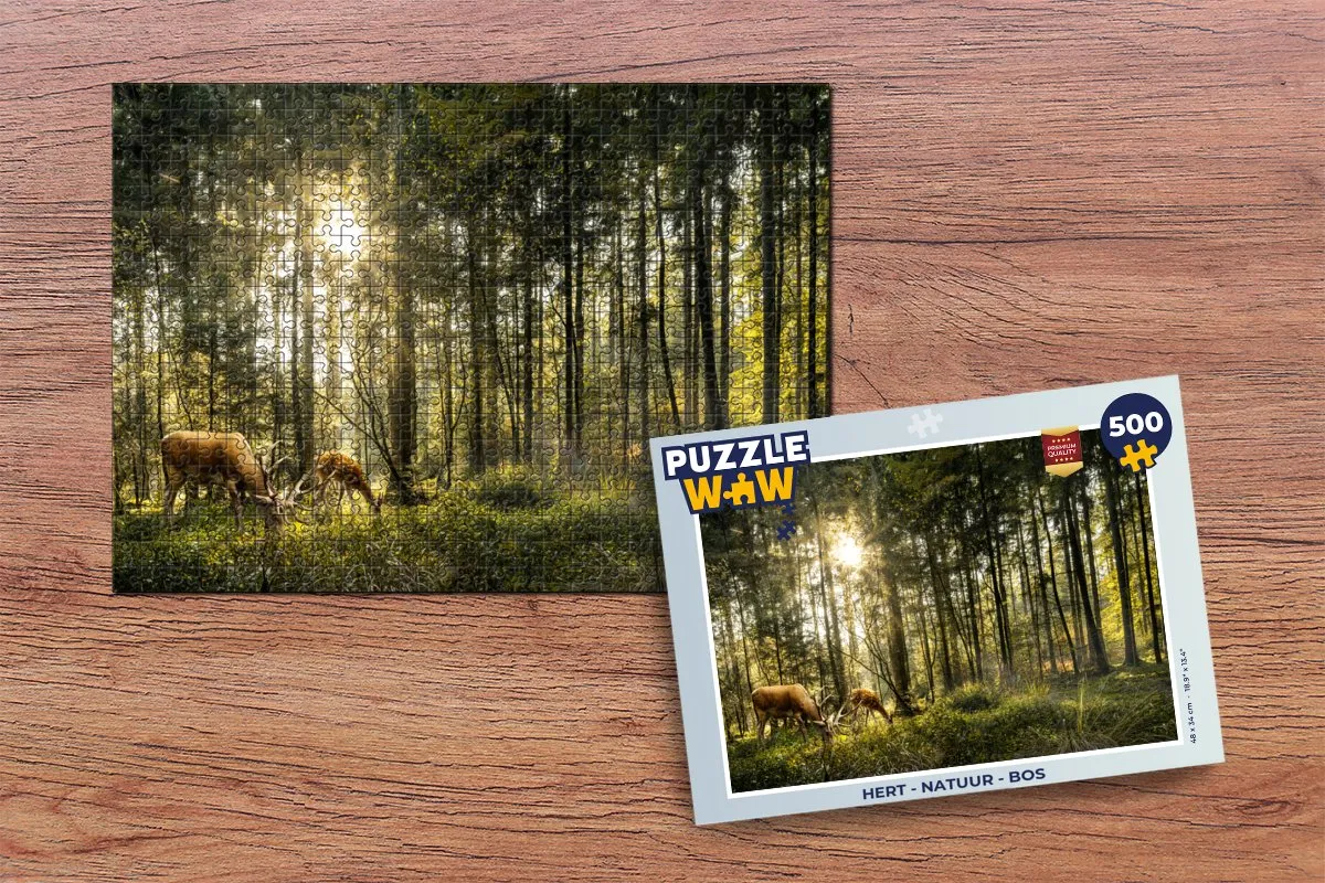 PuzzleWow Hert Natuur Bos Legpuzzel 500 Stuks - Multicolor