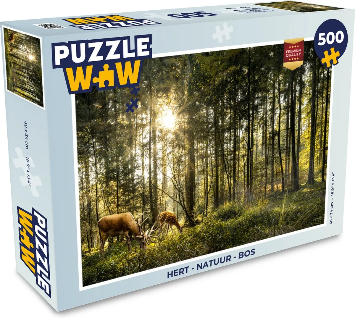 PuzzleWow Hert Natuur Bos Legpuzzel 500 Stuks - Multicolor