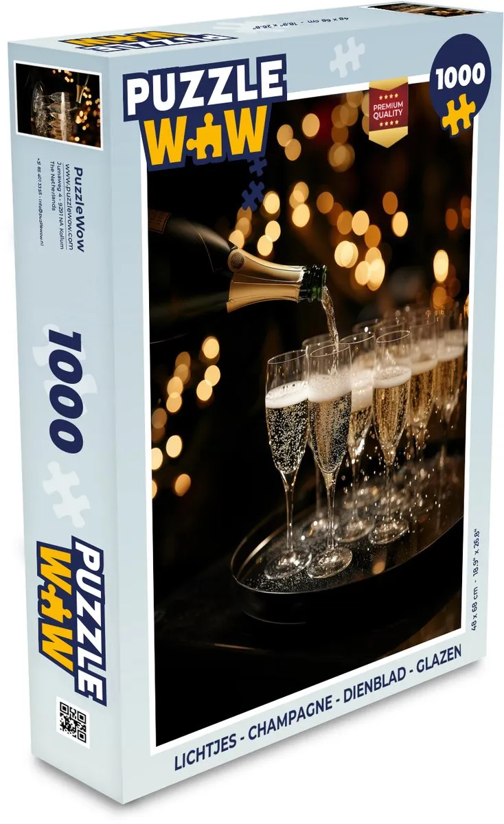 PuzzleWow Champagne Glazen Legpuzzel 1000 Stuks