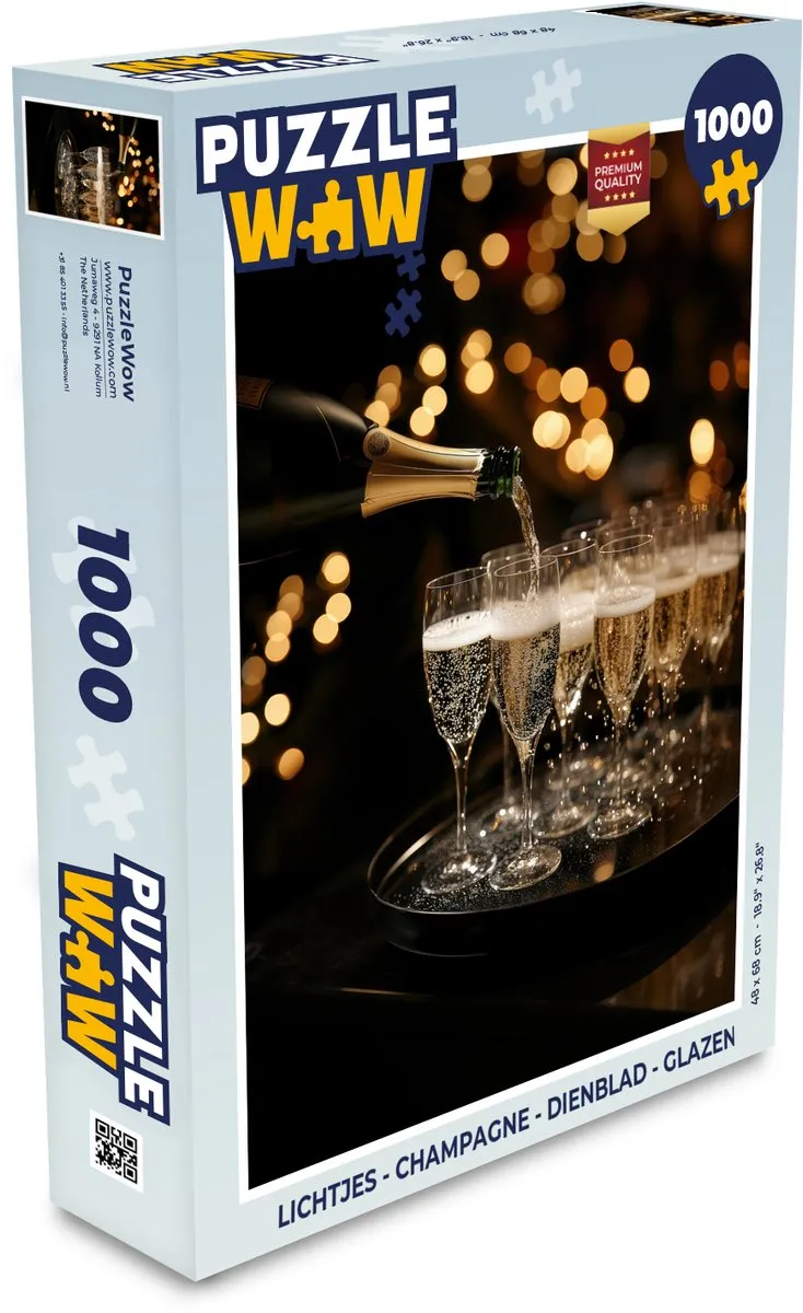PuzzleWow Champagne Glazen Legpuzzel 1000 Stuks