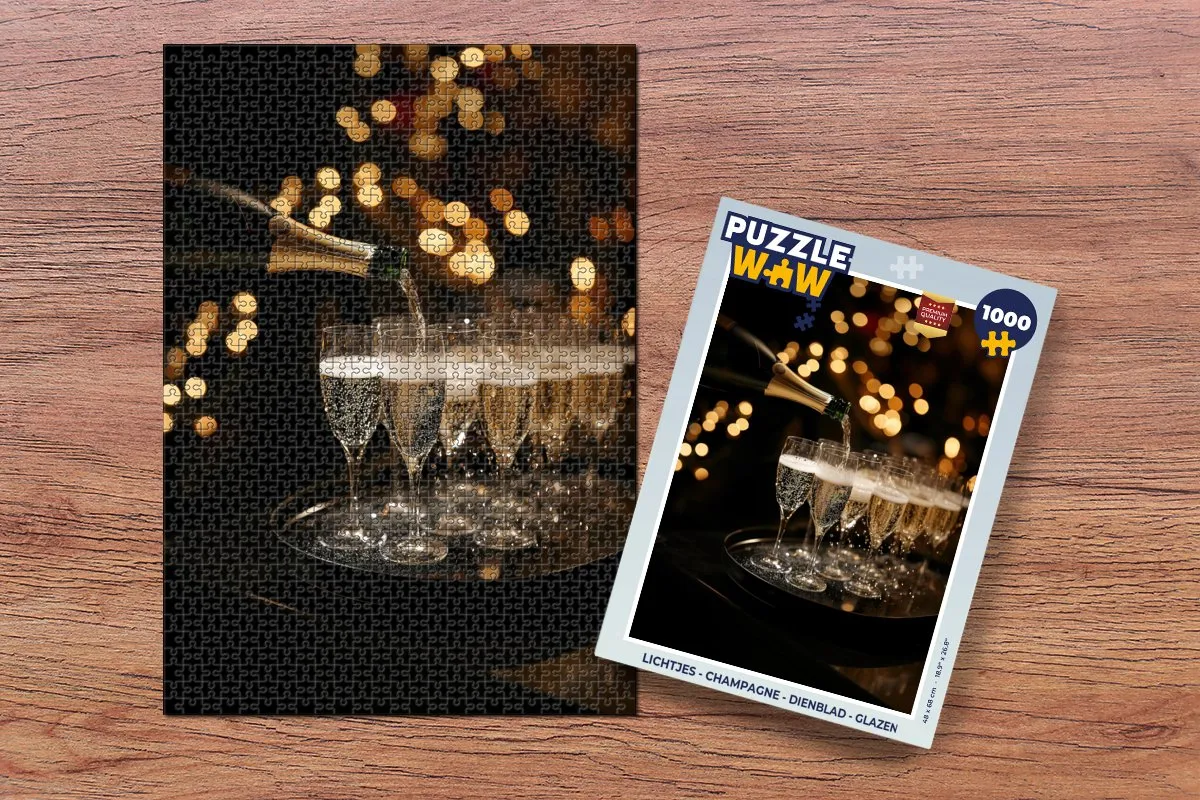 PuzzleWow Champagne Glazen Legpuzzel 1000 Stuks