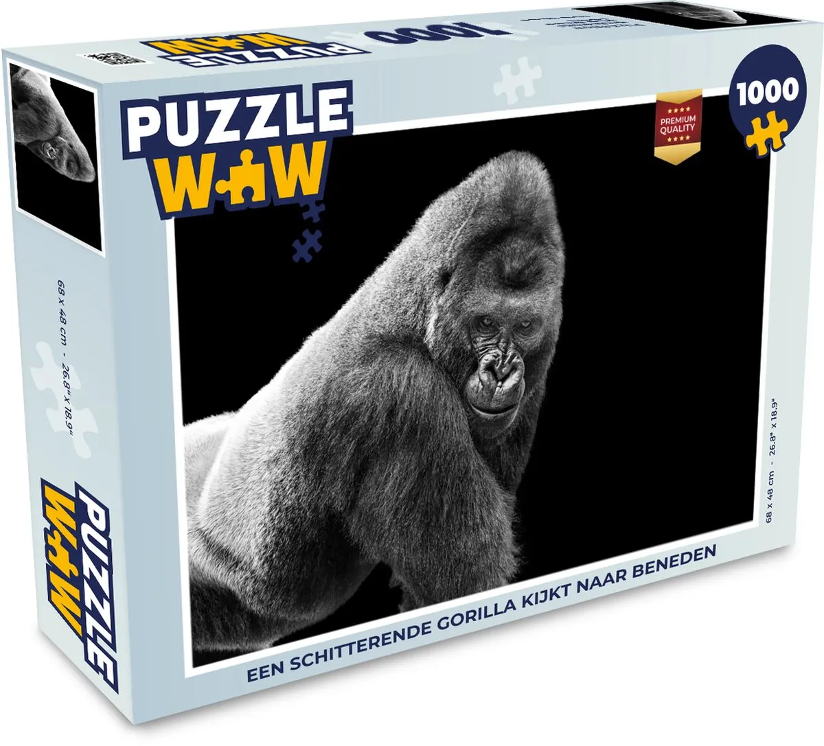 PuzzleWow Legpuzzel Een schitterende Gorilla - 1000 Stuks - Multicolor