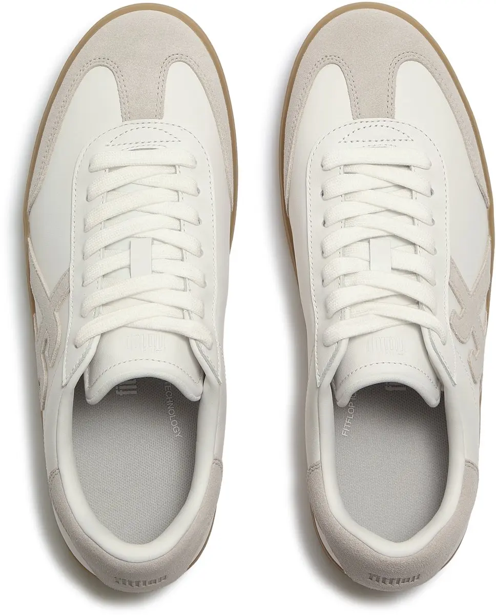 FitFlop FitFlop The Dash Mens T-Toe Leather/Suede Sneakers WIT