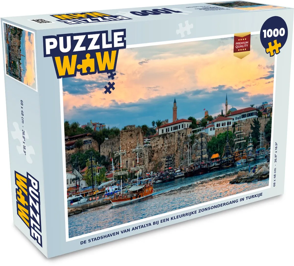 PuzzleWow Legpuzzel De Stadshaven van Antalya 1000 Stuks - Multicolor