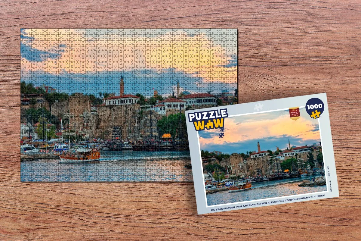 PuzzleWow Legpuzzel De Stadshaven van Antalya 1000 Stuks - Multicolor