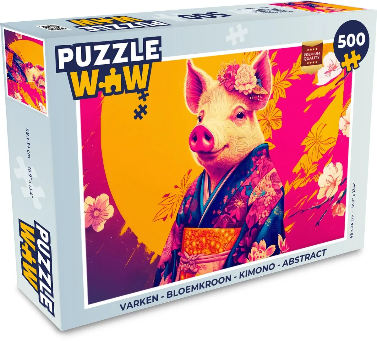 PuzzleWow Varken Bloemkroon Kimono Legpuzzel 500 Stuks - MPN 8721375319697