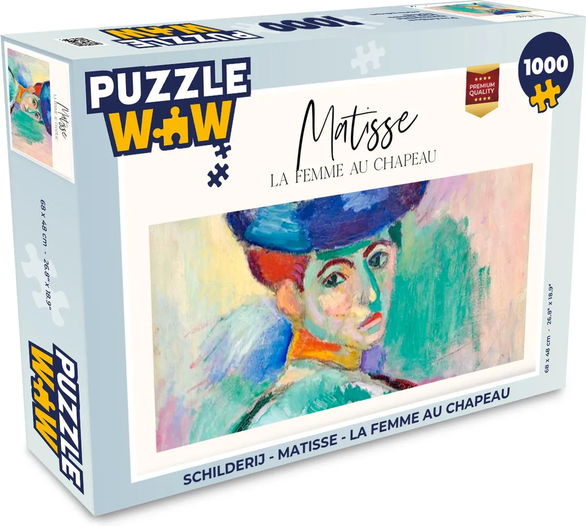 PuzzleWow Matisse La Femme Au Chapeau Legpuzzel 1000 Stuks - Multicolor