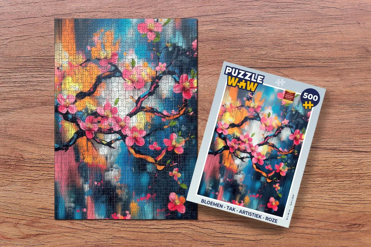 PuzzleWow Bloemen Tak Legpuzzel 500 Stuks - Roze