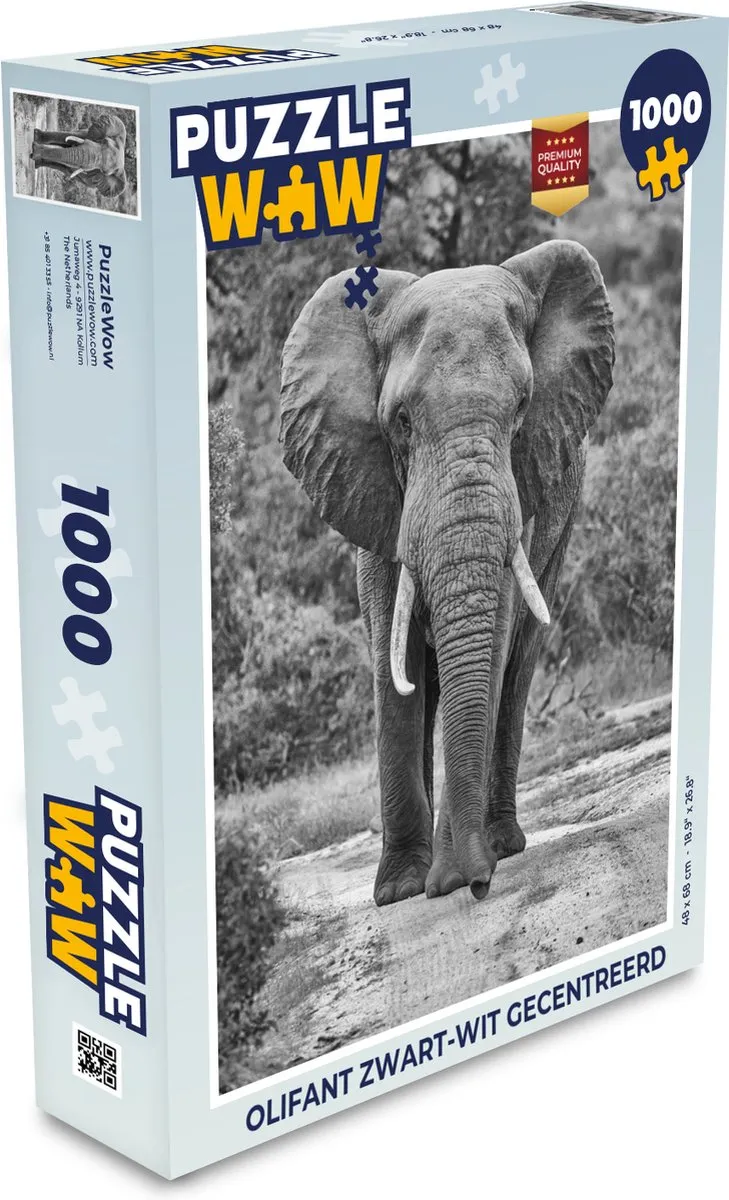 PuzzleWow Legpuzzel Olifant 1000 Stuks - Multicolor