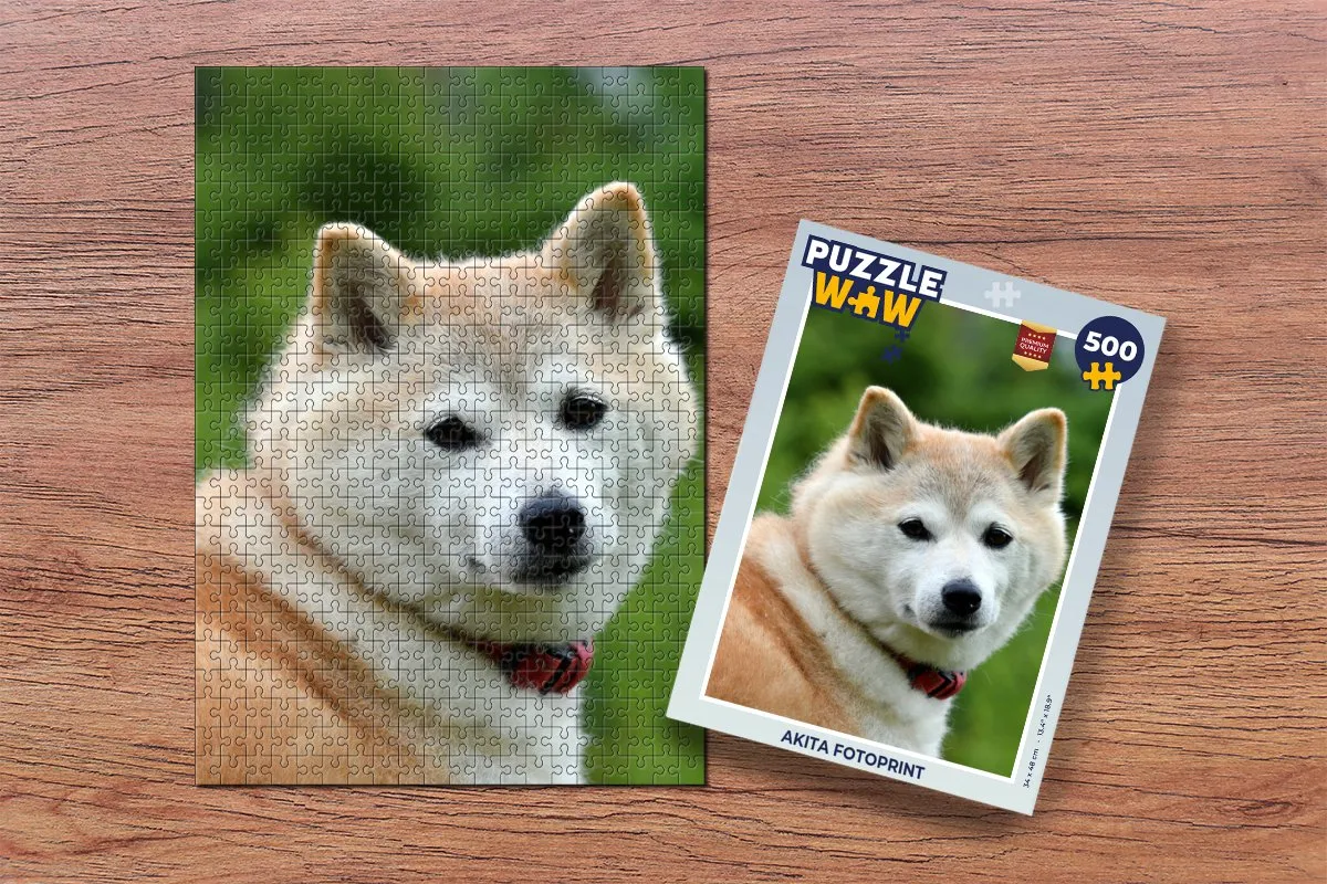PuzzleWow Akita Fotoprint Legpuzzel 500 Stuks - Multicolor