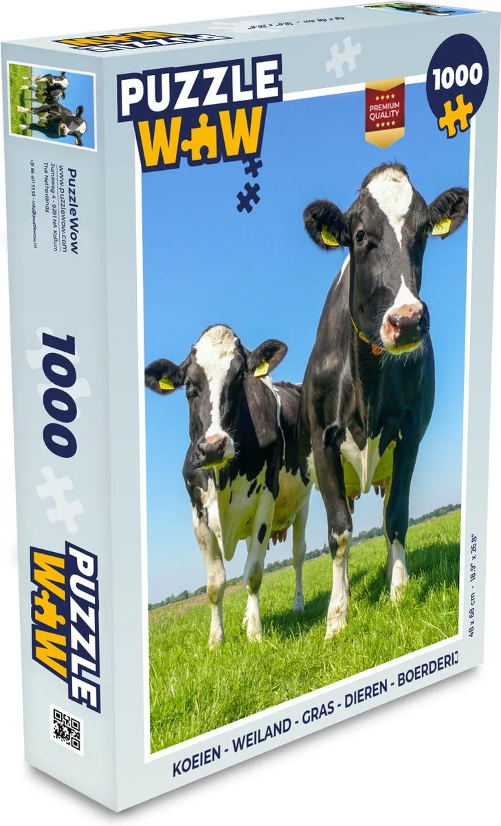 PuzzleWow Koeien Weiland Legpuzzel 1000 Stuks - Multicolor