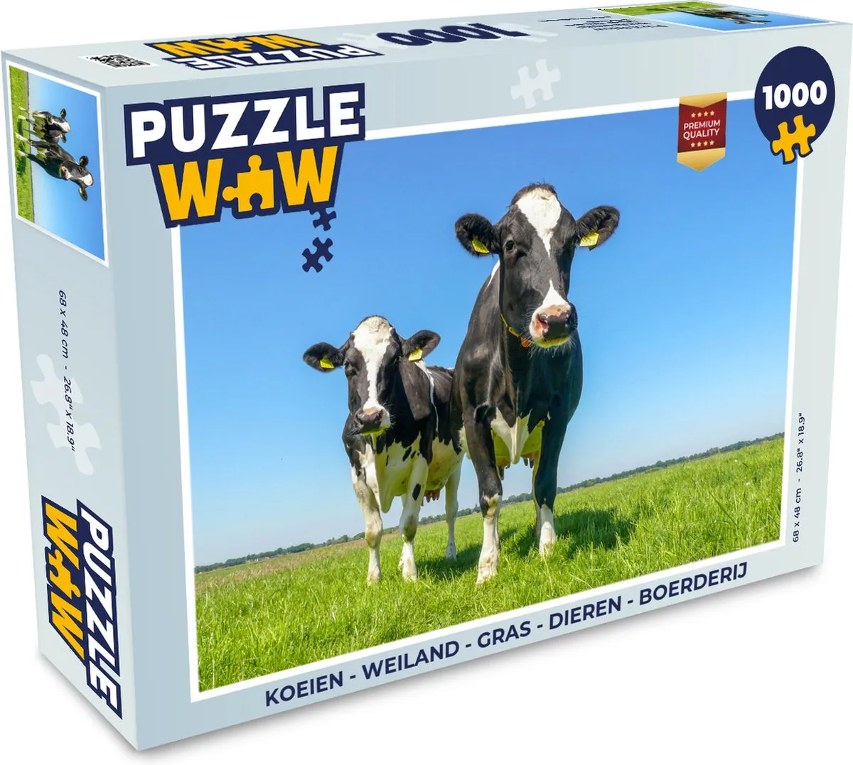 PuzzleWow Koeien Weiland Legpuzzel 1000 Stuks - Multicolor