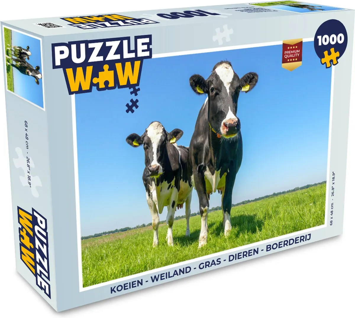 PuzzleWow Koeien Weiland Legpuzzel 1000 Stuks - Multicolor