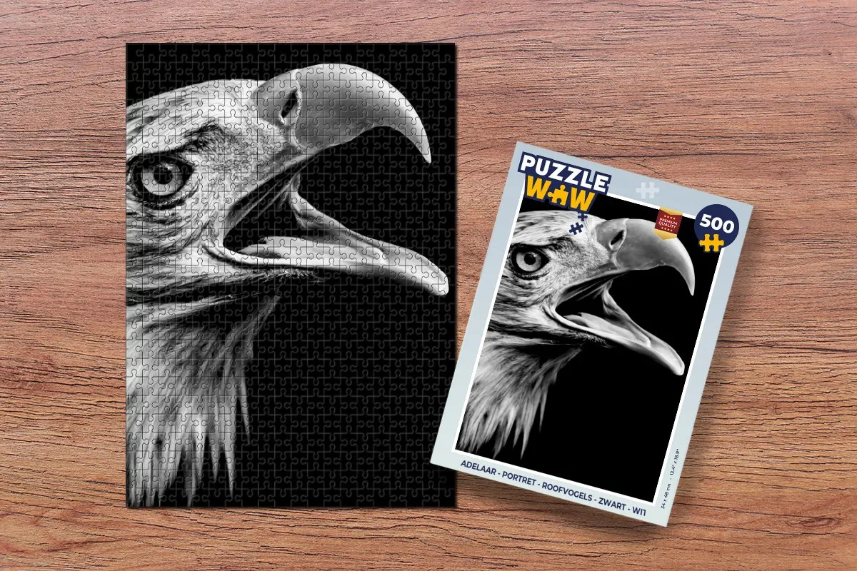 PuzzleWow Adelaar Portret Roofvogels Legpuzzel 500 Stuks - Multicolor
