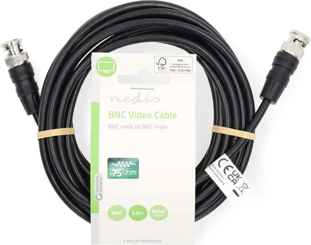 Nedis BNC-Videokabel CVGL01000BK50 - 5m - Zwart