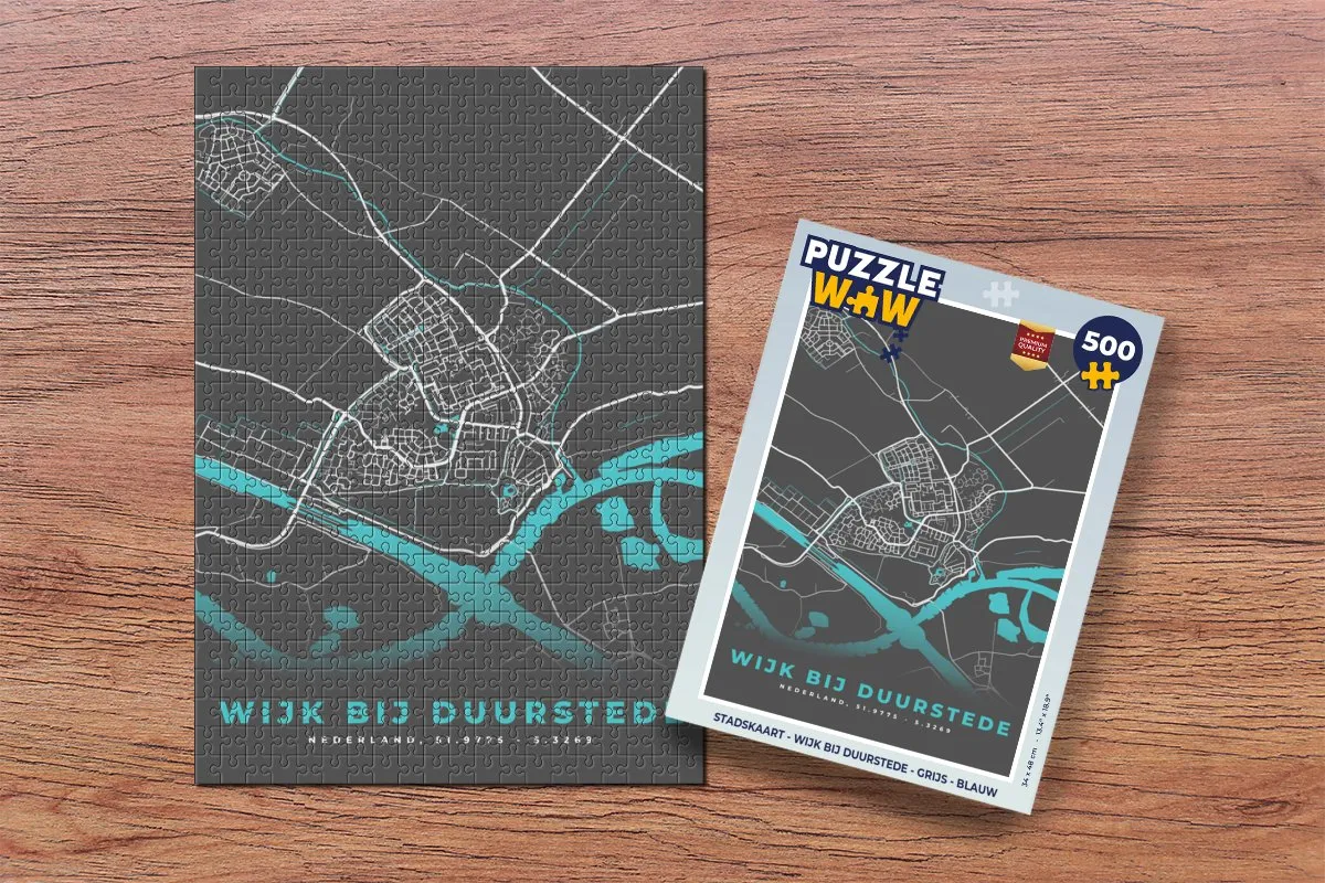 PuzzleWow Stadskaart Wijk bij Duurstede Legpuzzel 500 Stuks - Multicolor