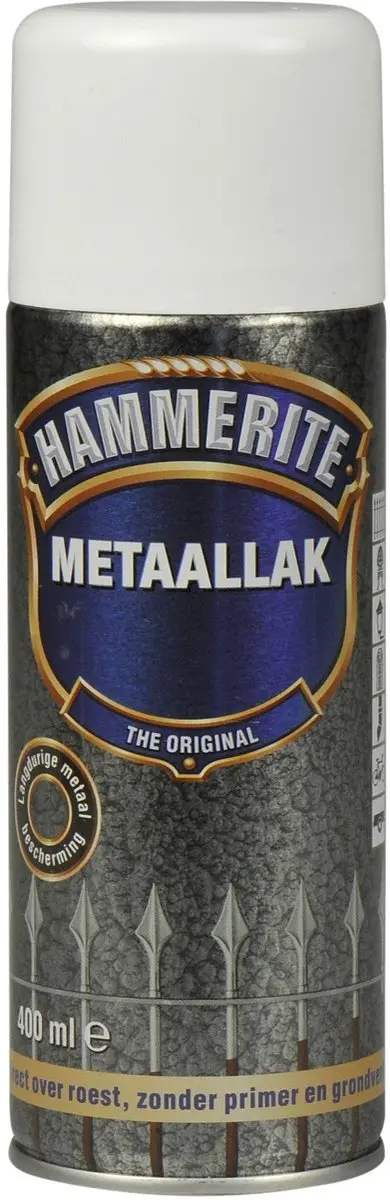 Hammerite Metaallak Hamerslag Spray Wit 400ml