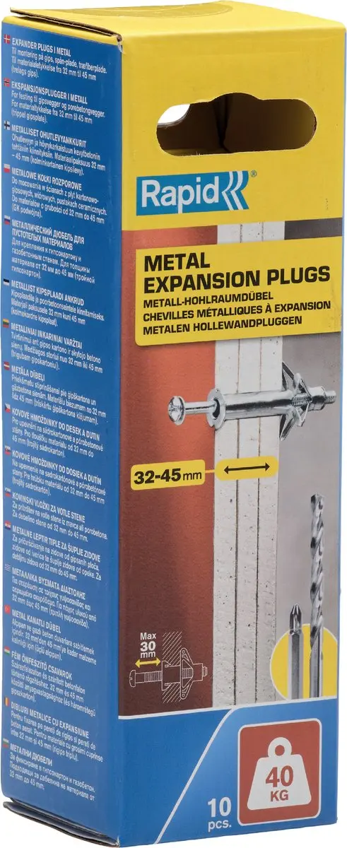 Rapid Hollewandplug voor Plaatdikte 32-45mm